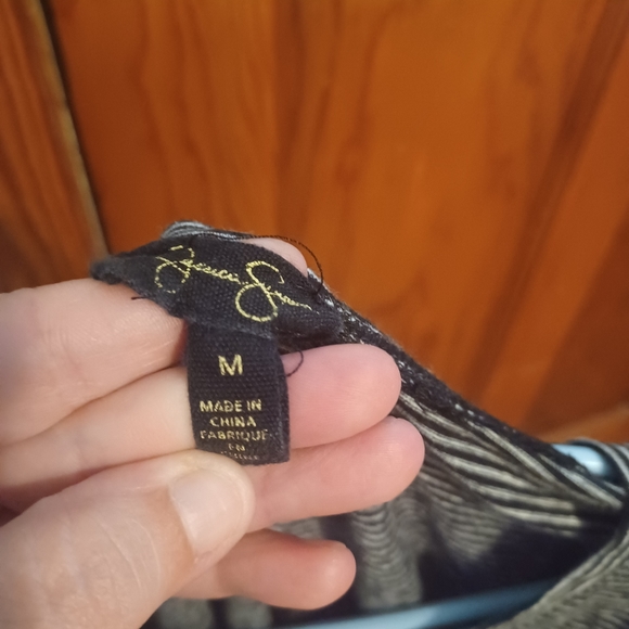 Black pin stripe tee shirt. - Picture 3 of 4